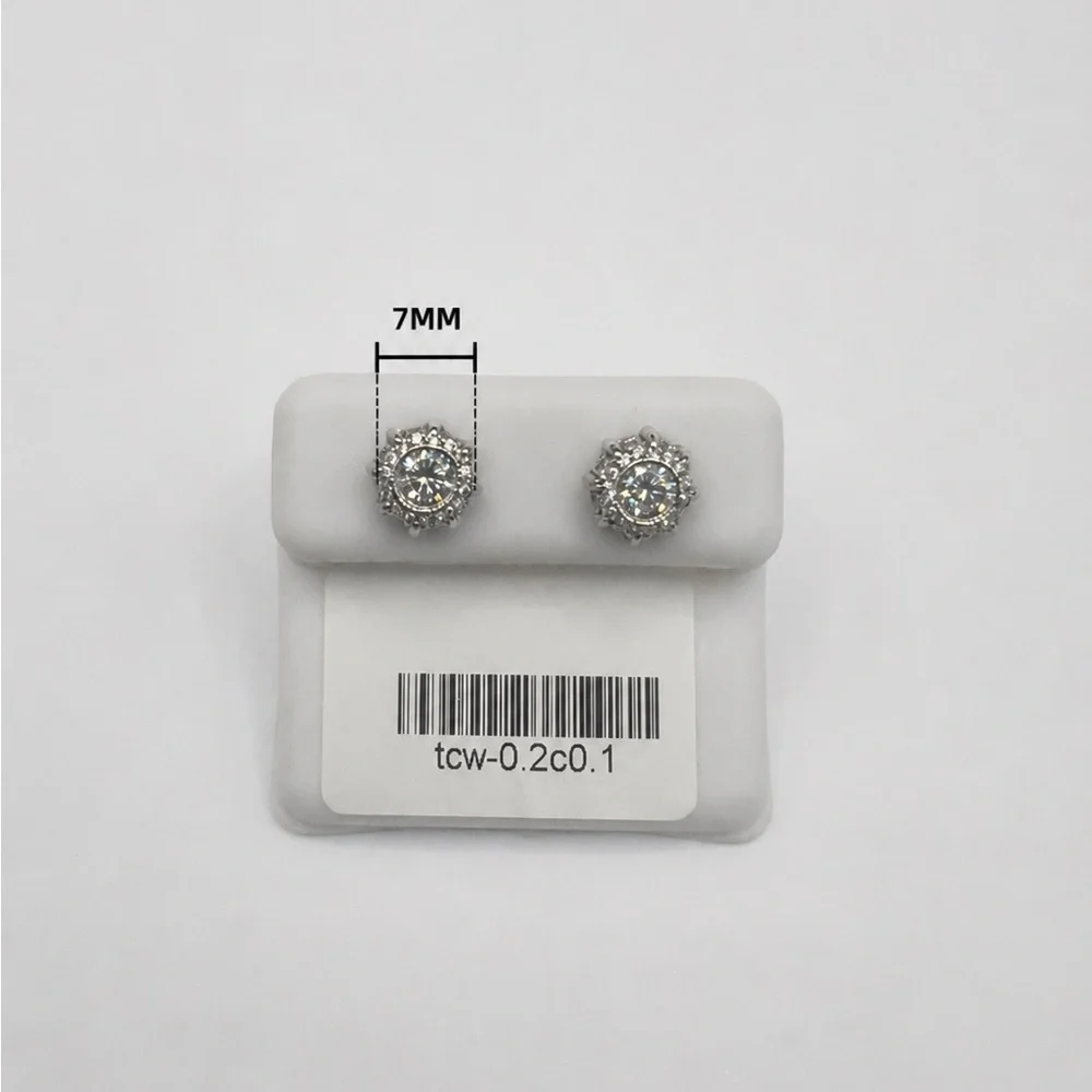 925 Sterling Silver 1.16CT MOISSANITE Halo Stud Screw Back Earrings